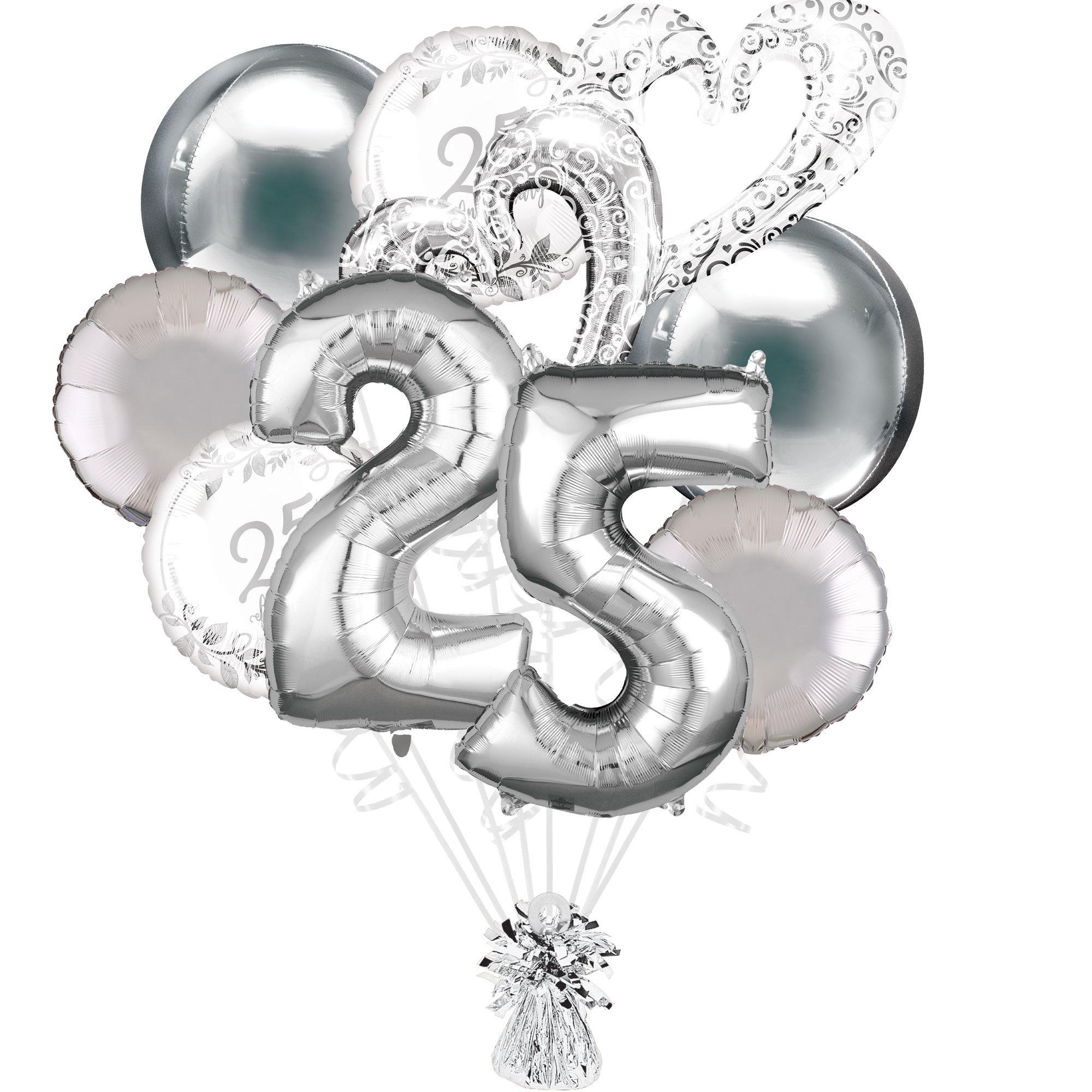 Silver 25th Anniversary Foil Balloon Bouquet